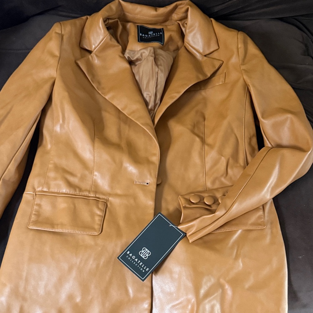 Roaman's Tan Leather Blazer